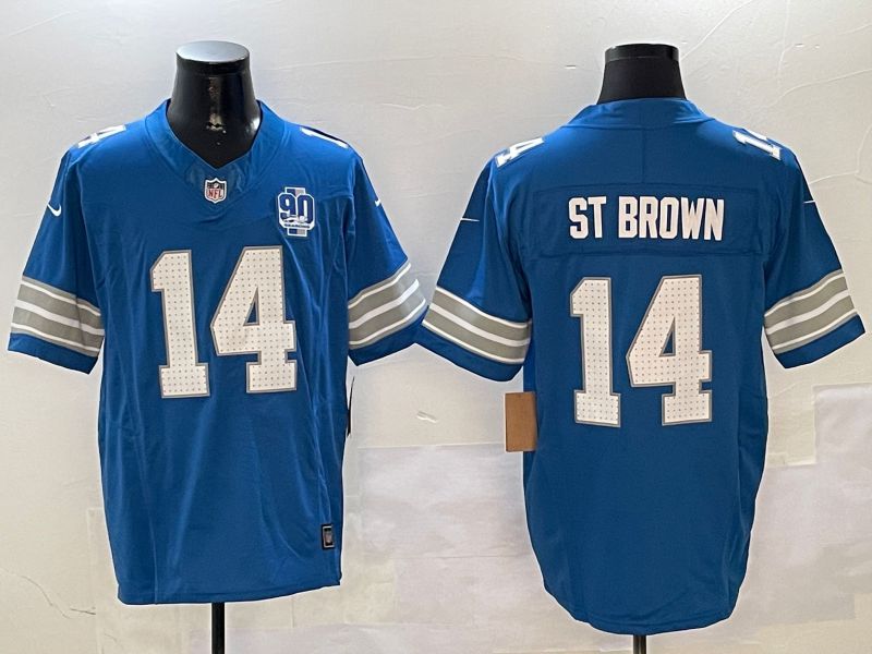 Men Detroit Lions #14 St Brown Blue three generations 2024 Nike Limited NFL Jersey style 01023->detroit lions->NFL Jersey